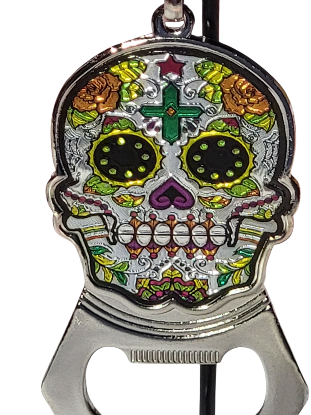 Sugar Skull Bottle Opener Keychain - Multicolor